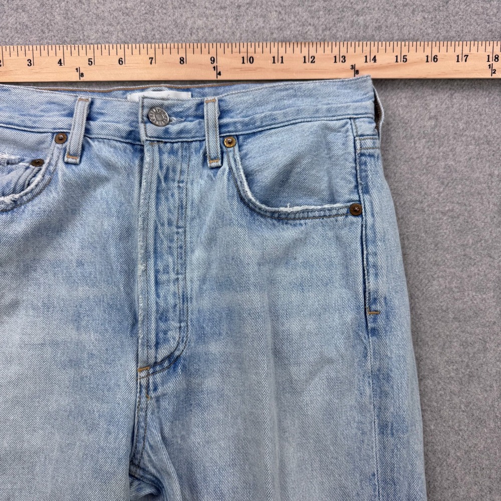 AGOLDE Riley High Rise Straight Leg Distressed Jeans Light Wash Button Fly Sz 26 - Picture 9 of 12